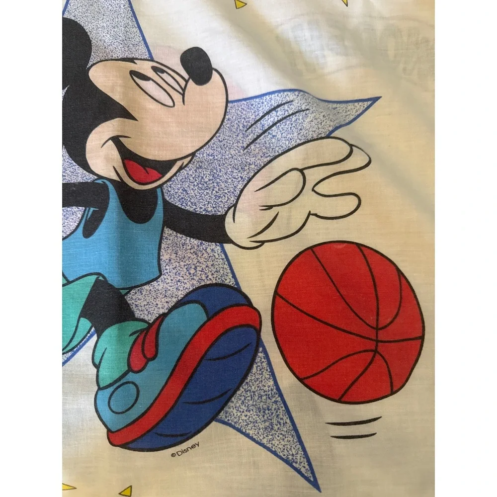Vintage Disney Mickey Mouse Basketball Pillowcase 90s Sports Swoosh Double Sided